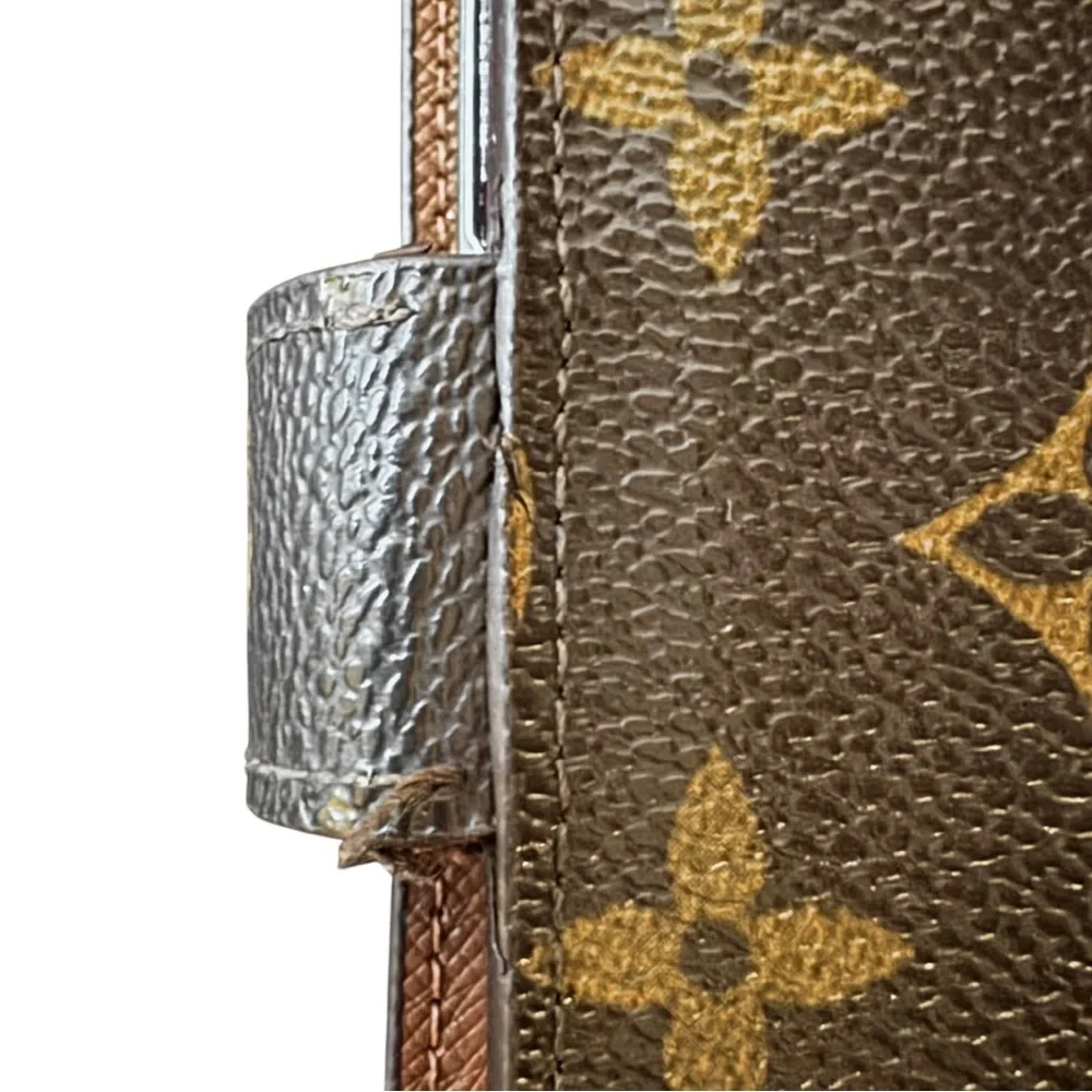 🩷VINTAGE LOUIS VUITTON Brown Monogram Ring Agenda Cover Medium PM Gold-Tone HW